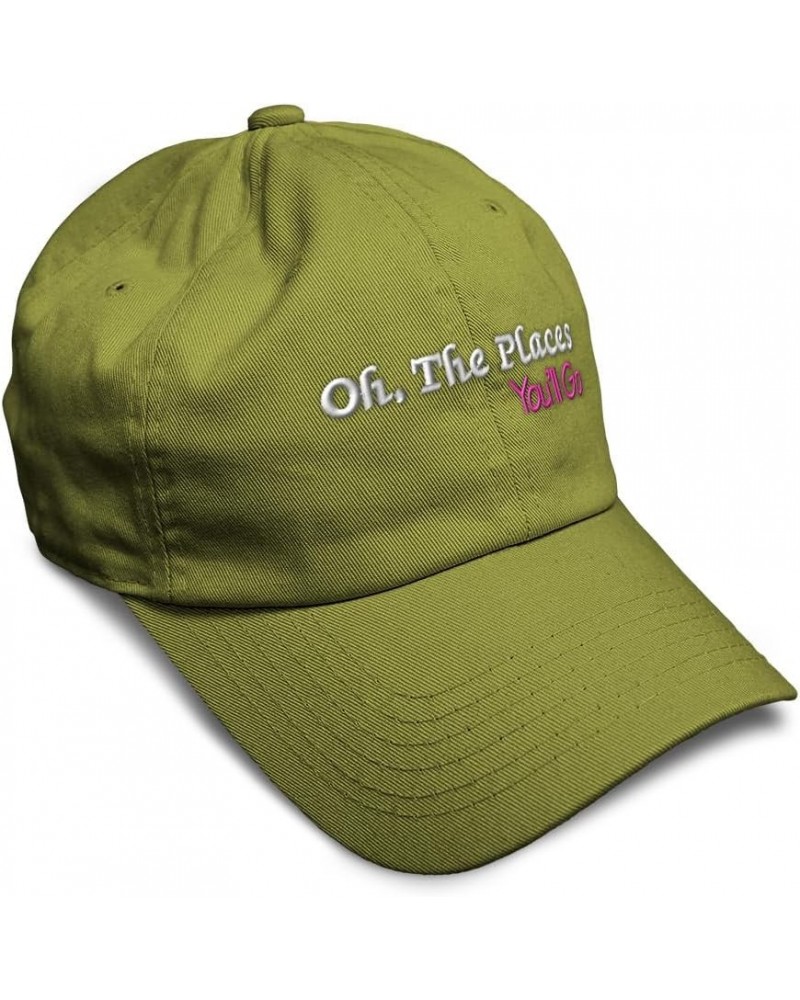 Soft Baseball Cap Oh The Places You'll Go Cotton Dad Hats for Men & Women Olive Green $14.00 Baseball Caps