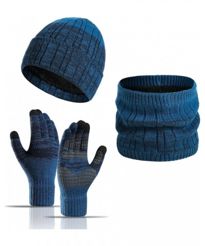 Womens Winter Beanie Hat Scarf Gloves Set Warm Neck Scarves Fleece Lined Knitted Cap for Men Women Cozy Wraps Scarf 30-blue $...