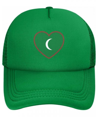 Flag of Maldives Trucker Hat Adjustable Solid Color Mesh Baseball Cap for Men Women Black Green $12.18 Baseball Caps