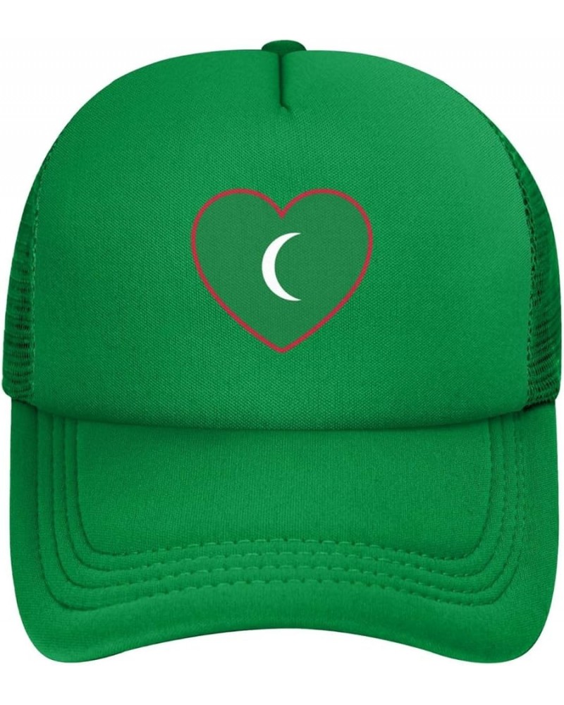 Flag of Maldives Trucker Hat Adjustable Solid Color Mesh Baseball Cap for Men Women Black Green $12.18 Baseball Caps