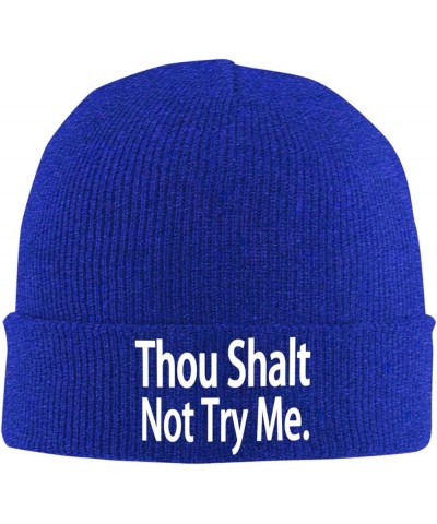 Thou Shalt Not Try Me Daily Knit Beanie Cap for Men Women Warm Snug Hat Blue $9.69 Skullies & Beanies