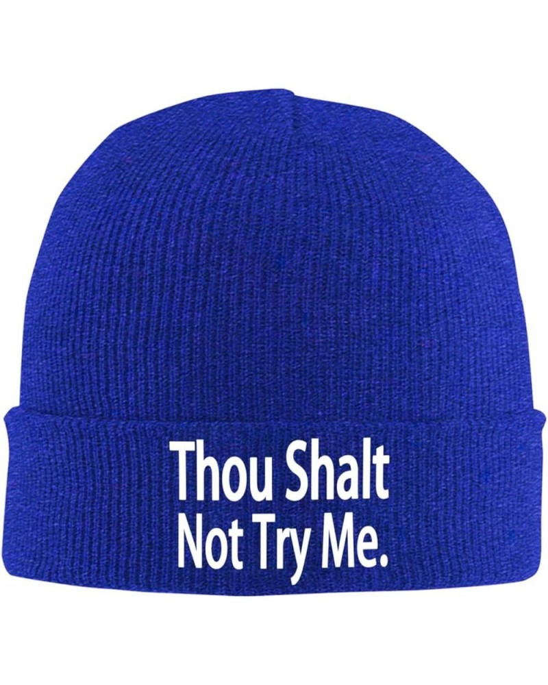 Thou Shalt Not Try Me Daily Knit Beanie Cap for Men Women Warm Snug Hat Blue $9.69 Skullies & Beanies