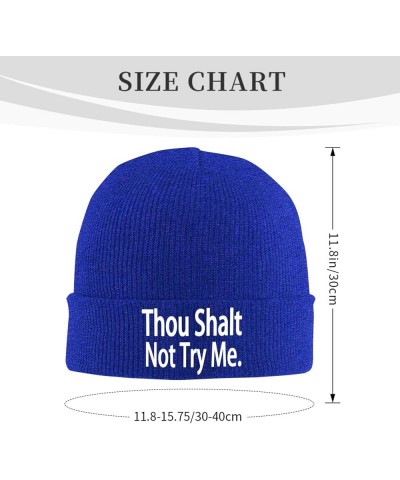 Thou Shalt Not Try Me Daily Knit Beanie Cap for Men Women Warm Snug Hat Blue $9.69 Skullies & Beanies