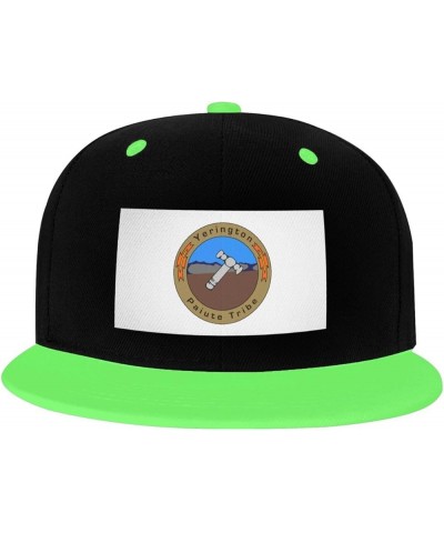 Flag of The Yerington Paiute Tribe Snapback Hat for Men Women Baseball Cap Trucker Flat Bill Hats Dad Caps Green $10.18 Baseb...