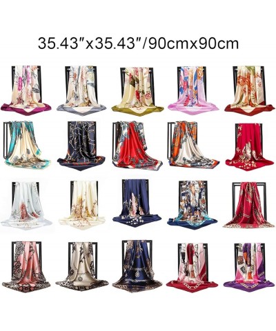 Silk Hair Scarf, 90×90cm Printed Silk Scarf Small Square Satin Feeling Neck Scarf Ladies Shawl wrap muffler 8 $9.47 Scarves