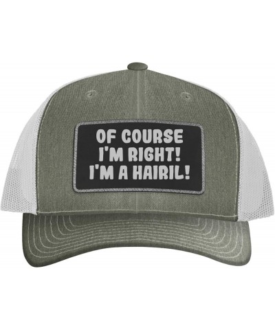 of Course I'm Right! I'm A Hairil! - Leather Black Patch Engraved Trucker Hat Heather/white $15.23 Baseball Caps