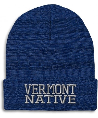 Custom Beanies for Men Vermont Native United States Embroidery Winter Hats for Women Skull Cap 1 Size Heather Royal Blue Desi...