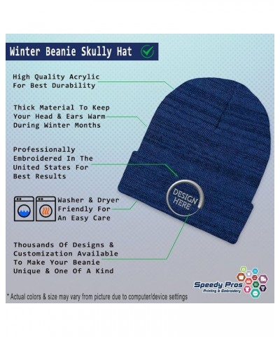 Custom Beanies for Men Vermont Native United States Embroidery Winter Hats for Women Skull Cap 1 Size Heather Royal Blue Desi...