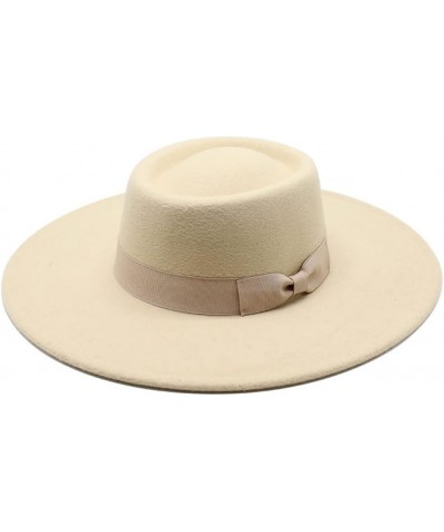 Ladies English Winter Cashmere Wide Brim Fedora Hat With Bow Panama Jazz Hat Wedding Church Hat Light Pink $21.25 Fedoras