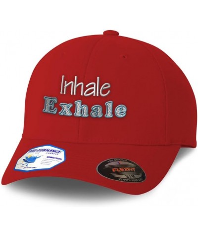 Flexfit Hats for Men & Women Inhale Exhale Polyester Dad Hat Baseball Cap Red $18.35 Baseball Caps