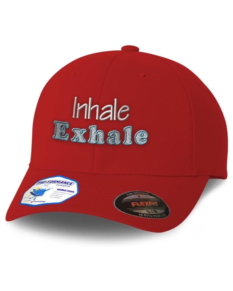 Flexfit Hats for Men & Women Inhale Exhale Polyester Dad Hat Baseball Cap Red $18.35 Baseball Caps