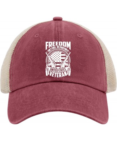 Freedom Isn't Free we Paid for it United States Veteran Baseball Cap Garden hat AllBlack Womens Bucket hat Gifts Wine Red02 $...