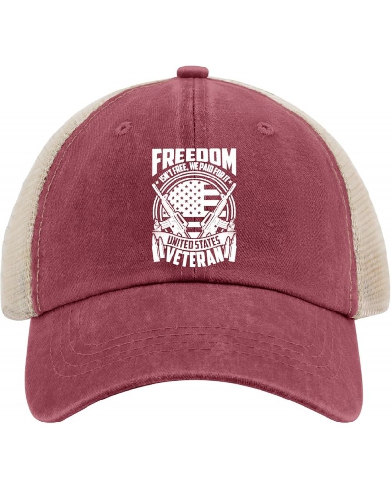 Freedom Isn't Free we Paid for it United States Veteran Baseball Cap Garden hat AllBlack Womens Bucket hat Gifts Wine Red02 $...