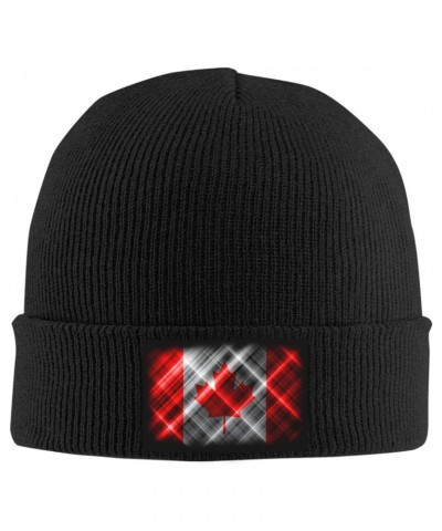 Knitted Hat Personalized Canada Flag Beanie Cap Cold Weather Hat Warm Winter Hats Brimless Caps Black $11.05 Skullies & Beanies