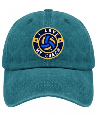 Vintage Hats for Men Volleyball Outdoor Cap for Women Retro Hats Breathable i Love My coachh Visor Hat Cyan Blue $8.84 Visors