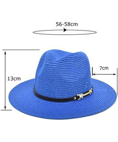 Womens Unisex Outdoor Classic Vintage Wide Brim Floppy Panama Hat Belt Buckle Fedora Hat for Men and Women Orange $9.65 Fedoras