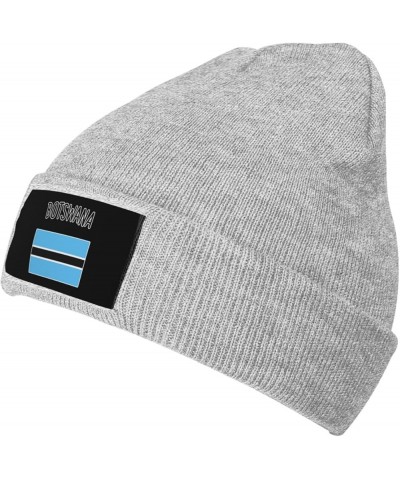 Winter Knit Hat Cap for Men Women, Botswana Flag Unisex Beanie Hat Cuffed Skull Cap Warm Ski Hats Black Gray $12.38 Skullies ...