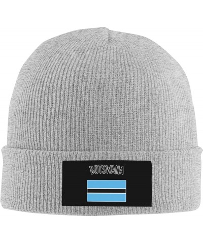 Winter Knit Hat Cap for Men Women, Botswana Flag Unisex Beanie Hat Cuffed Skull Cap Warm Ski Hats Black Gray $12.38 Skullies ...