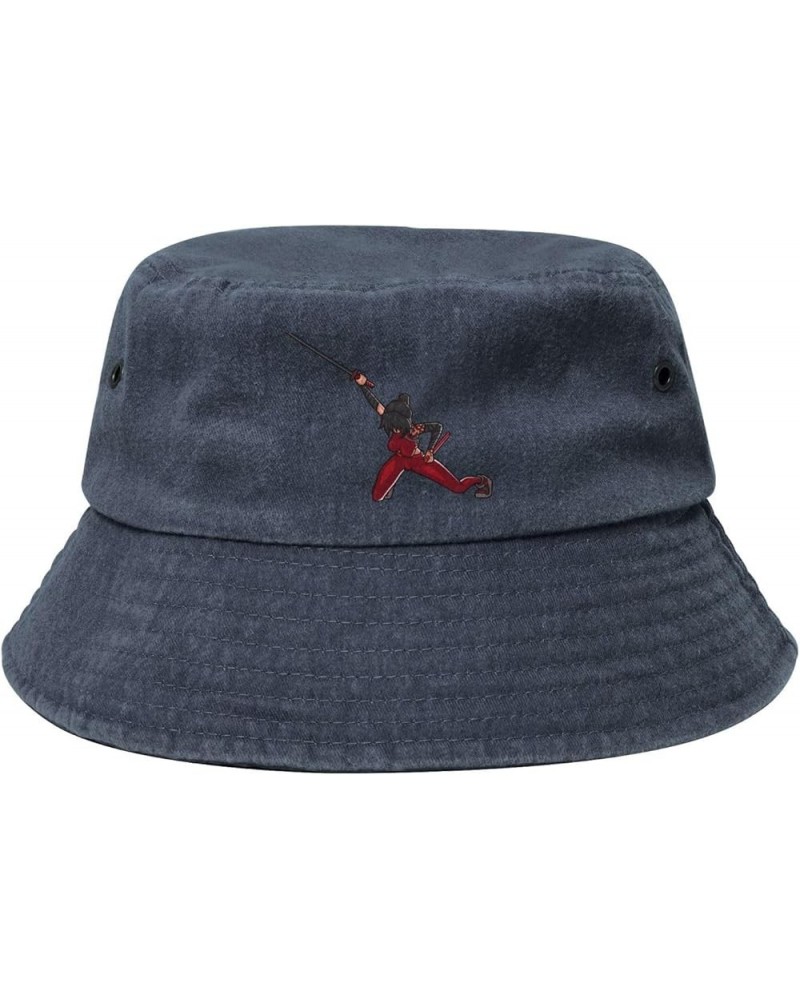 Cute Girl Bucket Hat for Women Men Summer Travel Sun Hat Outdoor Cap Funny Bucket Hats Navy Blue $13.48 Bucket Hats