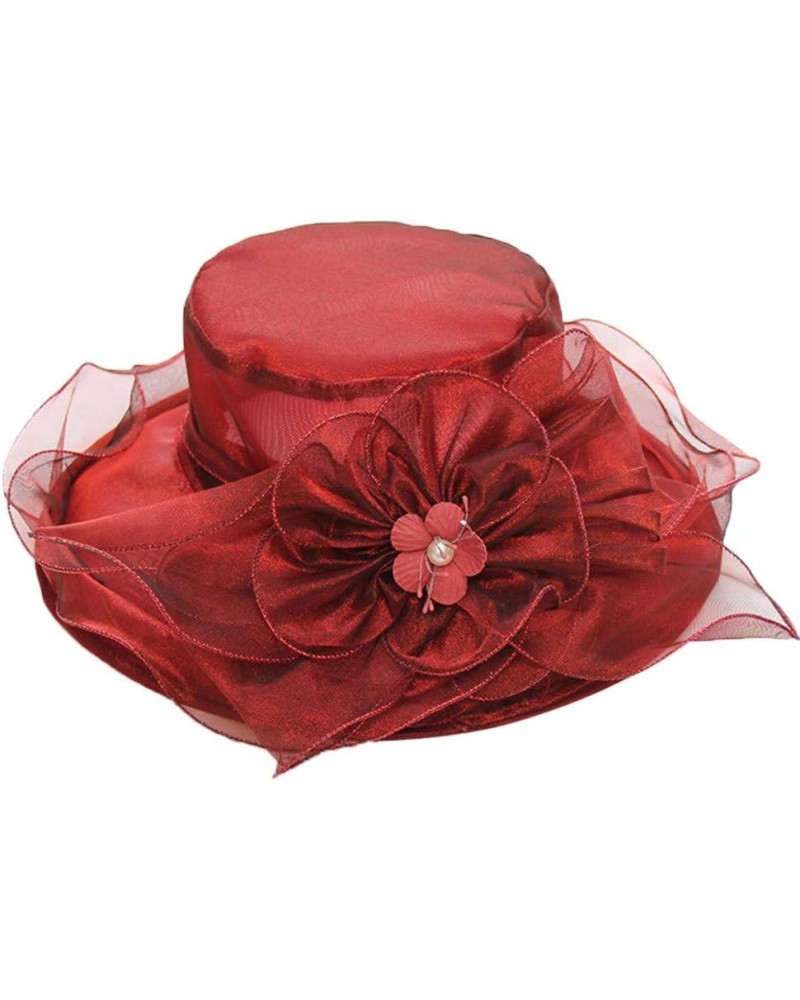 Women's Church Fascinator Bridal Tea Party Wedding Hat Run Like A Girl Hat Wine Red-d $7.58 Sun Hats