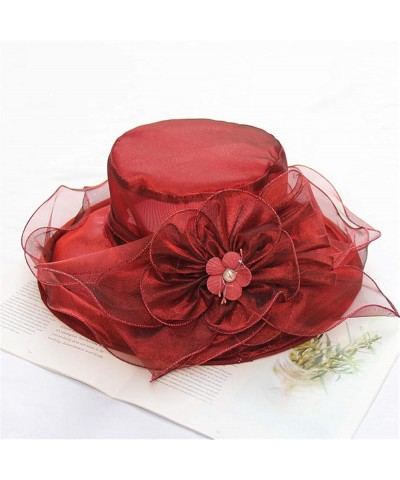 Women's Church Fascinator Bridal Tea Party Wedding Hat Run Like A Girl Hat Wine Red-d $7.58 Sun Hats