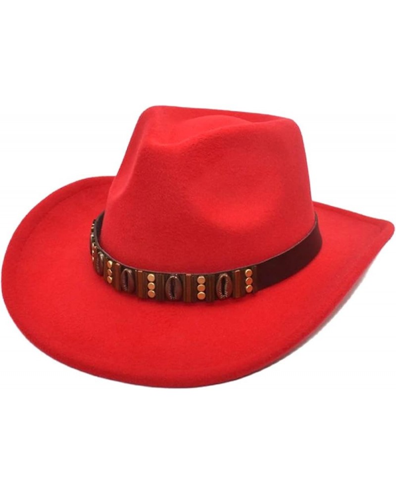 Adult Casual Wide Brim Cowboy Hat Solid Color Rolled Edge Jazz Hats Woolen Cloth Round Classic Cap for Women and Men Rd1 $10....