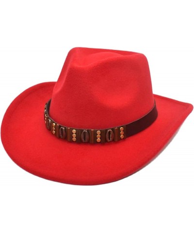 Adult Casual Wide Brim Cowboy Hat Solid Color Rolled Edge Jazz Hats Woolen Cloth Round Classic Cap for Women and Men Rd1 $10....