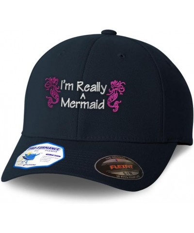 Flexfit Hats for Men & Women I'm Really A Mermaid Polyester Dad Hat Baseball Cap Dark Navy $14.35 Baseball Caps