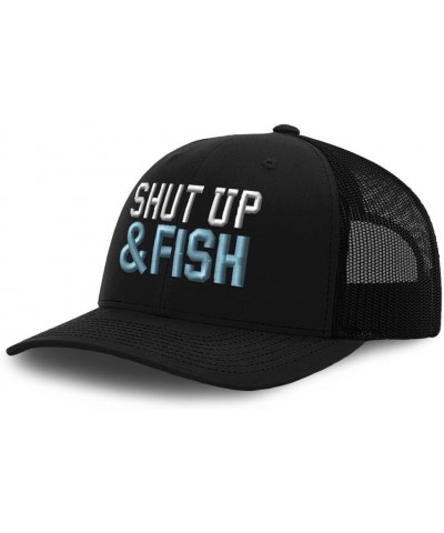 Trucker Baseball Cap Shut up & Fish Cotton Dad Hats for Men & Women Black $15.39 Baseball Caps