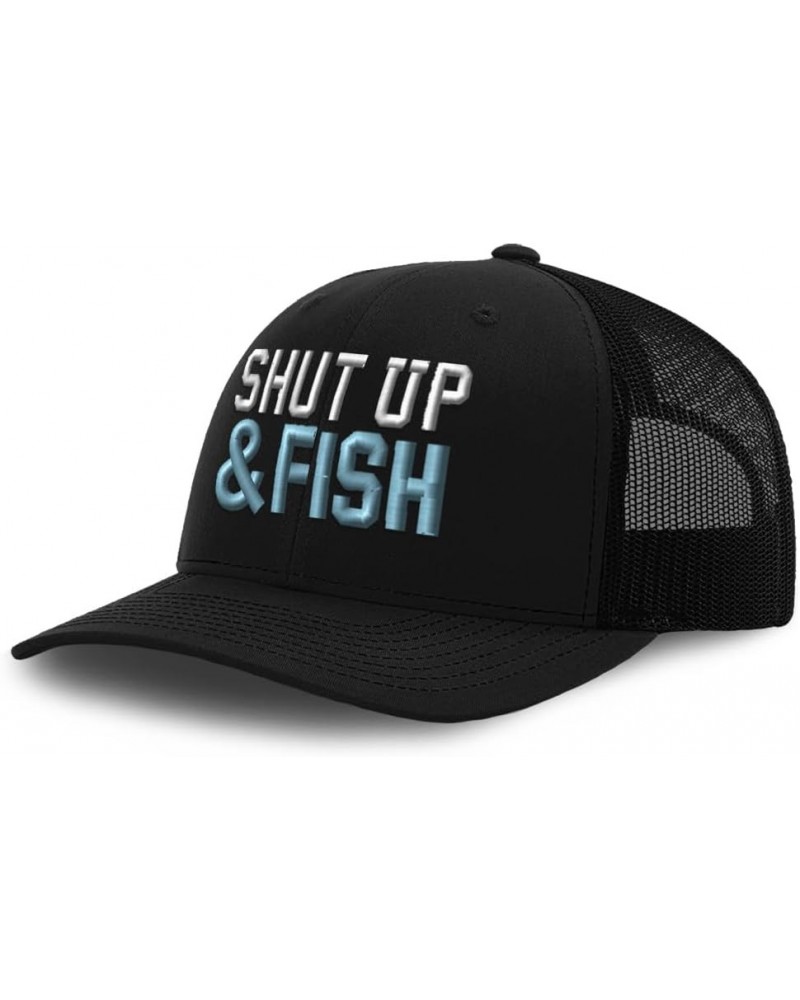 Trucker Baseball Cap Shut up & Fish Cotton Dad Hats for Men & Women Black $15.39 Baseball Caps