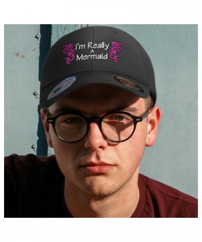 Flexfit Hats for Men & Women I'm Really A Mermaid Polyester Dad Hat Baseball Cap Dark Navy $14.35 Baseball Caps