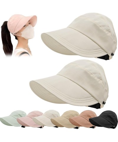 Outdoor Wide Brim Hats for Women,Outdoor UV Protection Hollow Top Sun Hat Wrap-Around Hollow-Top Uv Sun Hat 2ps- Beige+beige ...