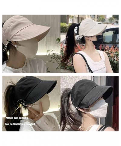 Outdoor Wide Brim Hats for Women,Outdoor UV Protection Hollow Top Sun Hat Wrap-Around Hollow-Top Uv Sun Hat 2ps- Beige+beige ...