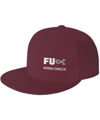 Fuck Brain Cancer Awareness Flag-Denim Hats Cowboy Knit hat Baseball Caps Fisherman's hat Dark Red $16.16 Baseball Caps