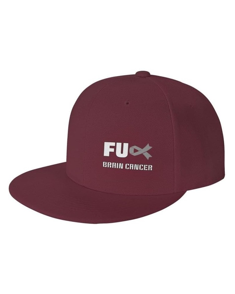 Fuck Brain Cancer Awareness Flag-Denim Hats Cowboy Knit hat Baseball Caps Fisherman's hat Dark Red $16.16 Baseball Caps