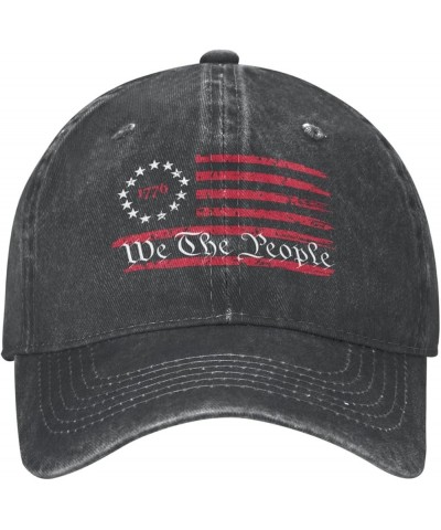 We The People 1776 Vintage USA Flag Baseball Caps Woman Man Washed Cowboy Hip Hop Hat Adjustable Baseball Hat Black $14.23 Co...