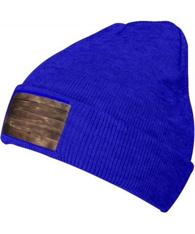 Rustic Old Barn Wood Print Unisex Beanie for Men and Women Knit Hat Winter Beanies,Skater Beanie Blue $12.07 Skullies & Beanies