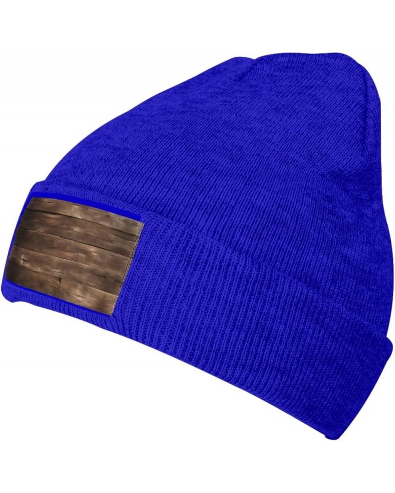 Rustic Old Barn Wood Print Unisex Beanie for Men and Women Knit Hat Winter Beanies,Skater Beanie Blue $12.07 Skullies & Beanies