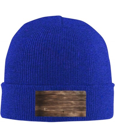 Rustic Old Barn Wood Print Unisex Beanie for Men and Women Knit Hat Winter Beanies,Skater Beanie Blue $12.07 Skullies & Beanies