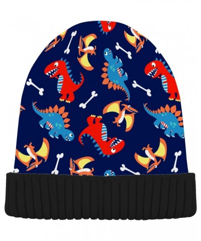 Cartoon Cute Dinosaurs Beanie Hat for Women Men Winter Soft Knit Hat Cuffed Mens Slouchy Beanies Skull Cap Warm Womens Ski Ha...