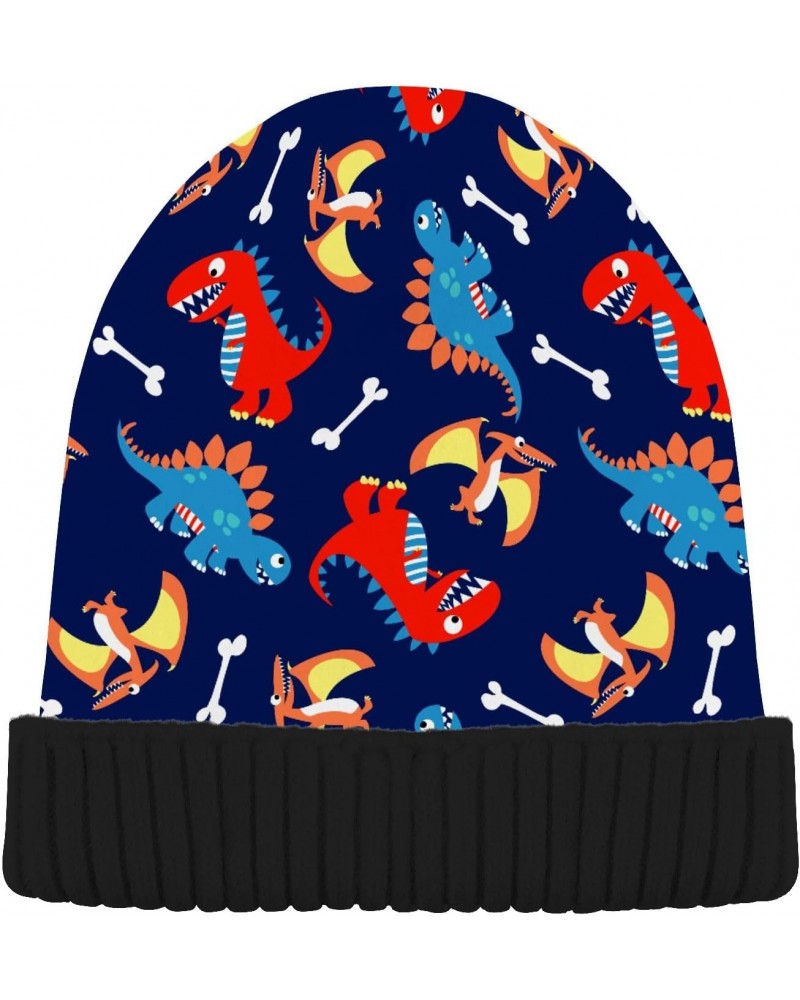 Cartoon Cute Dinosaurs Beanie Hat for Women Men Winter Soft Knit Hat Cuffed Mens Slouchy Beanies Skull Cap Warm Womens Ski Ha...