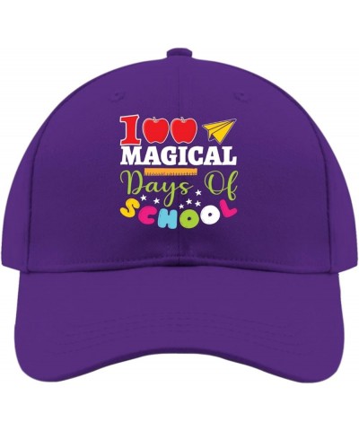 Cowgirl hat Apple 100% Magic Days of School Fishing hat Mens Trucker hat Gifts for Grandma Golf Cap Purple $10.94 Sun Hats