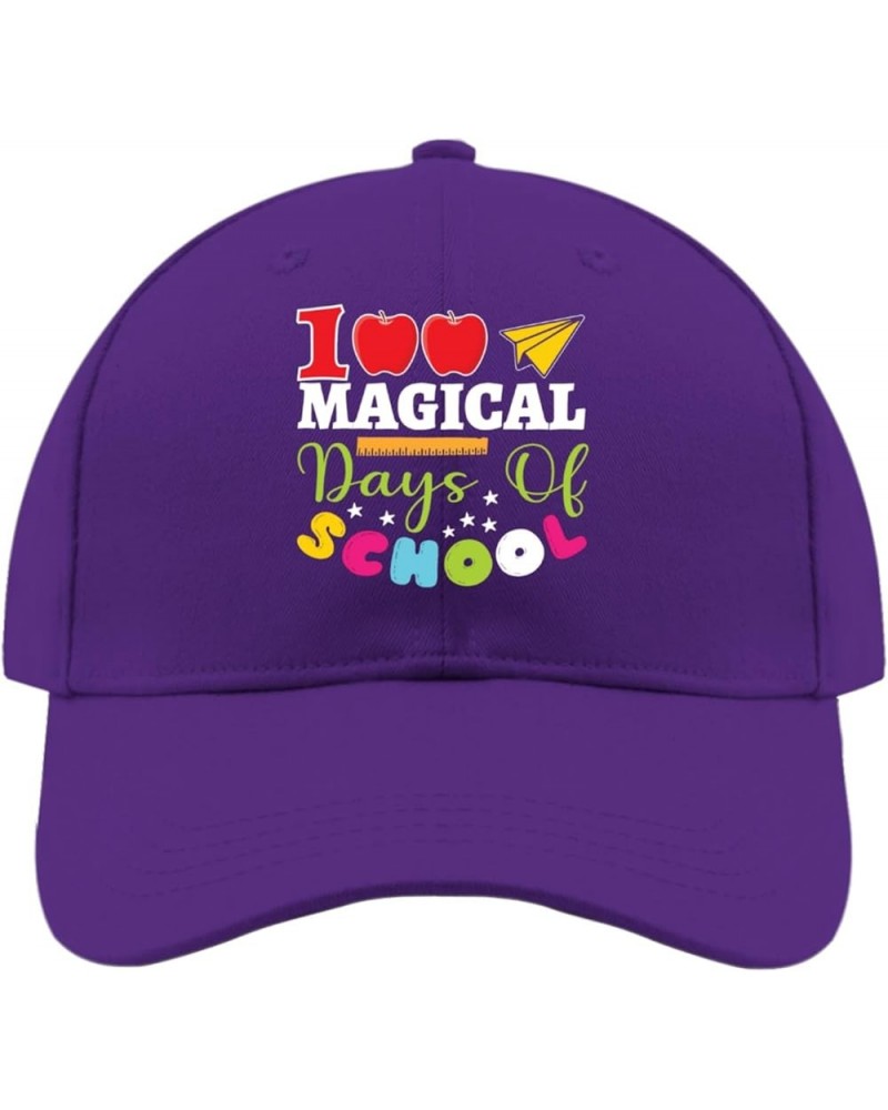 Cowgirl hat Apple 100% Magic Days of School Fishing hat Mens Trucker hat Gifts for Grandma Golf Cap Purple $10.94 Sun Hats