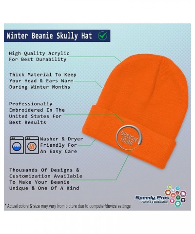 Custom Beanies for Men Fish Sea Bass Embroidery Bass Winter Hats for Women Acrylic Skull Cap 1 Size Orange Personalized Text ...