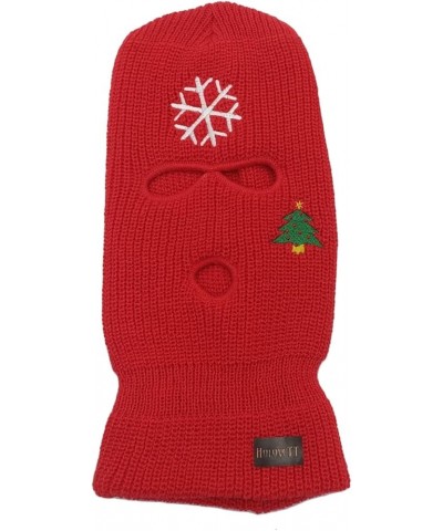 3-Hole Winter Knitted Ski Mask, Outdoor Warm Balaclava Full Face Cover Thermal Cycling Mask KM2 Xmas Red $13.49 Balaclavas