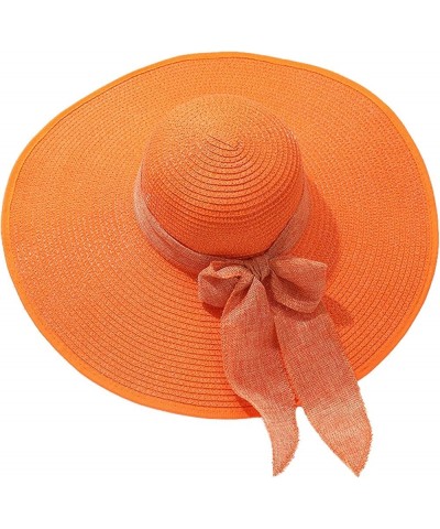 Womens Sun Hat, Foldable Summer Beach Sun Hats for Women, Wide Brim Bucket Hat Gifts Birthday Easter Orange $6.09 Sun Hats