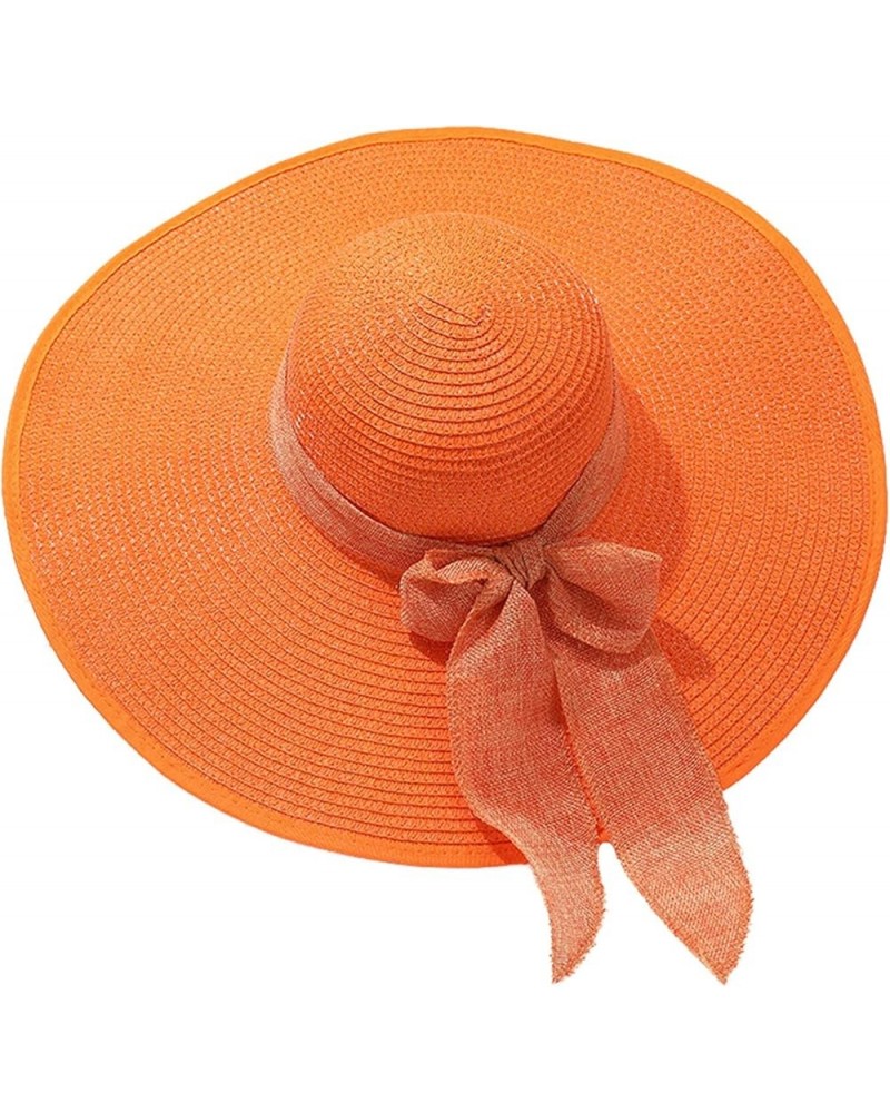 Womens Sun Hat, Foldable Summer Beach Sun Hats for Women, Wide Brim Bucket Hat Gifts Birthday Easter Orange $6.09 Sun Hats