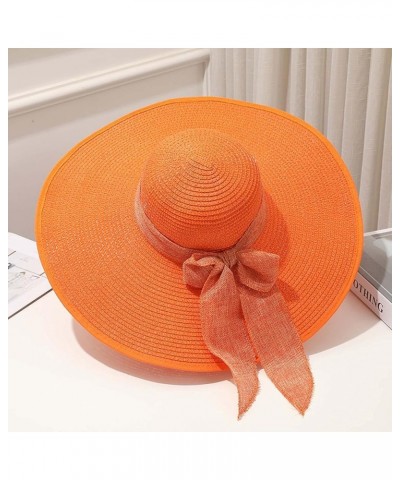 Womens Sun Hat, Foldable Summer Beach Sun Hats for Women, Wide Brim Bucket Hat Gifts Birthday Easter Orange $6.09 Sun Hats