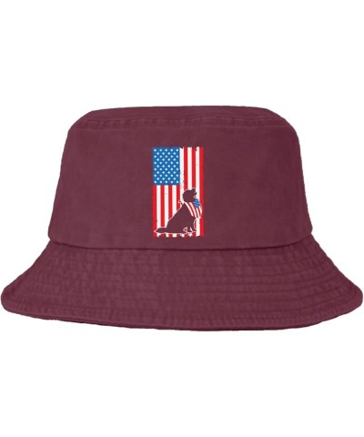 4th of July Dog American Flag Bucket Hat Bucket Hat Packable Womens Hat for Beach Accessories for Travel Deep Rose $12.09 Buc...