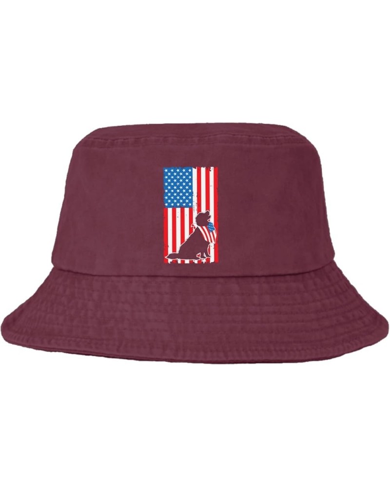 4th of July Dog American Flag Bucket Hat Bucket Hat Packable Womens Hat for Beach Accessories for Travel Deep Rose $12.09 Buc...